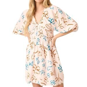 Flower Print Smocked Waist Mini Dress - Mittoshop NWT